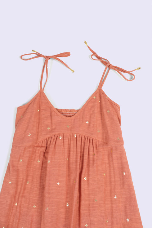 Foiled cotton slub maxi dress