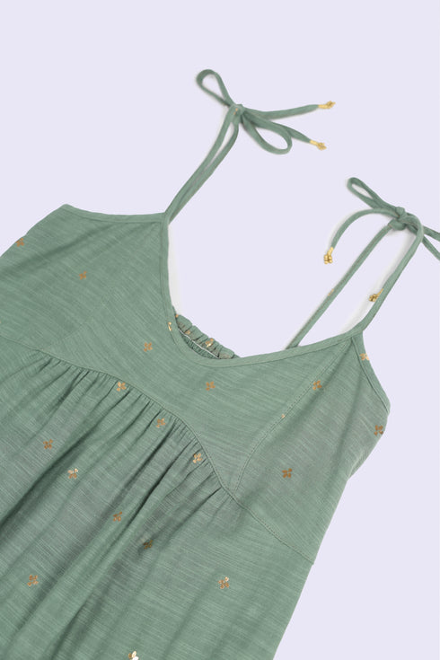 Foiled cotton slub maxi dress