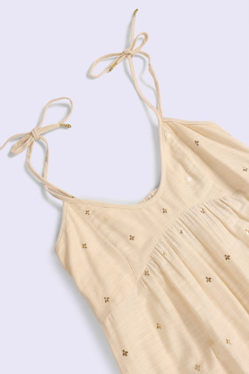 Foiled cotton slub maxi dress