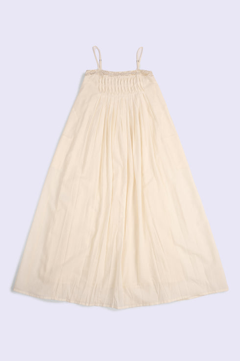 Egyptian cotton voile gold-embellished maxi dress