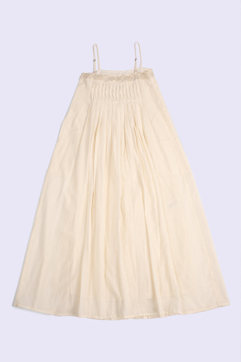 Egyptian cotton voile gold-embellished maxi dress