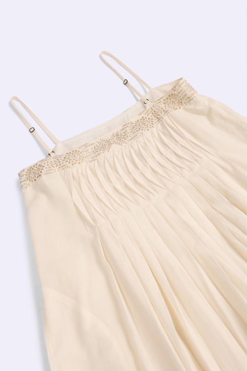 Egyptian cotton voile gold-embellished maxi dress