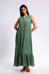 Gold printed cotton gauze dress