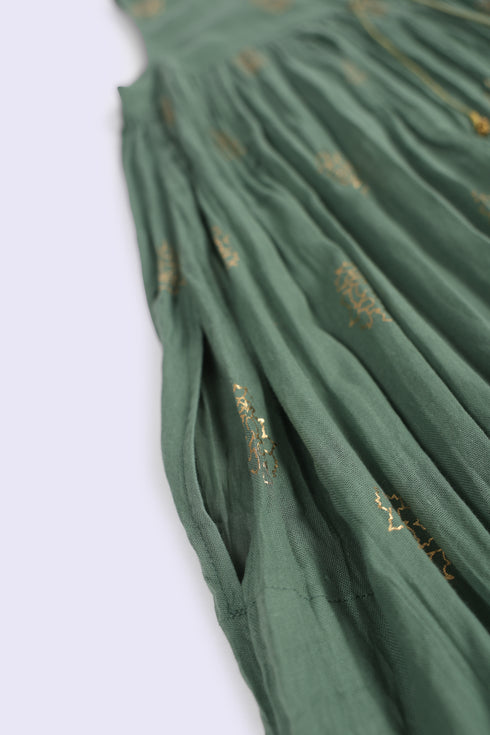 Gold printed cotton gauze dress