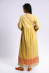 Cotton voile ruffle dress with golden print