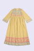 Cotton voile ruffle dress with golden print