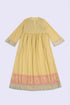 Cotton voile ruffle dress with golden print