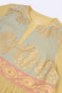 Cotton voile ruffle dress with golden print