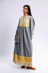 Cotton voile ruffle dress with golden print