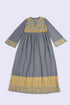 Cotton voile ruffle dress with golden print