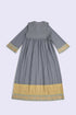Cotton voile ruffle dress with golden print