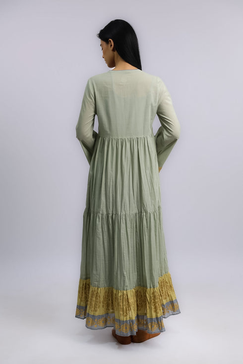 Cotton voile ruffle tiered dress