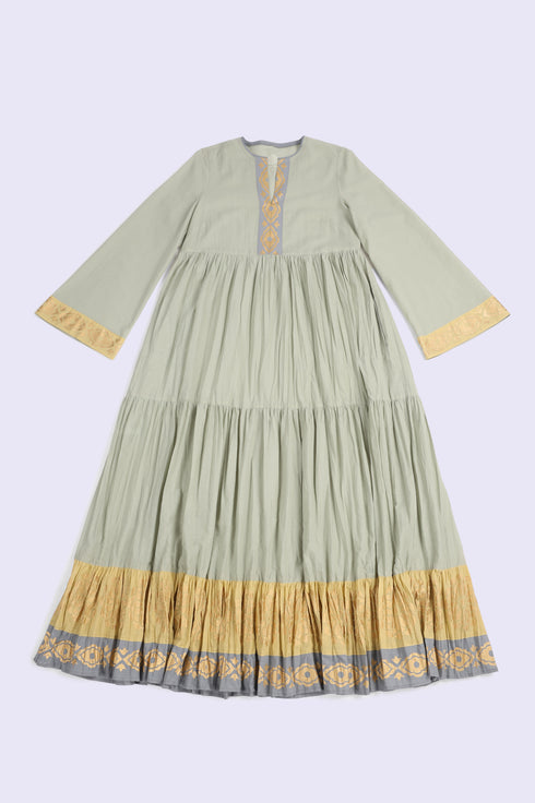 Cotton voile ruffle tiered dress