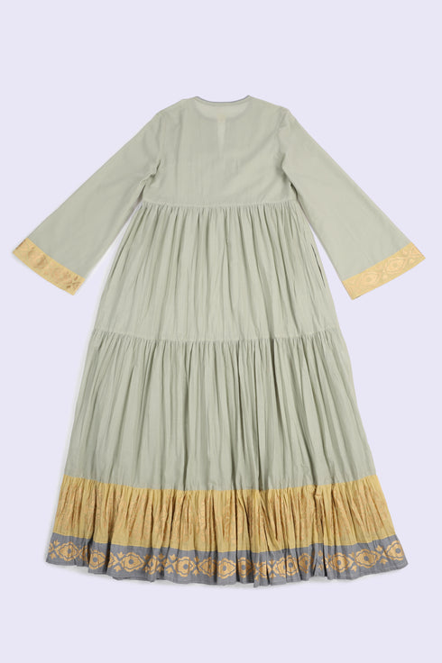 Cotton voile ruffle tiered dress