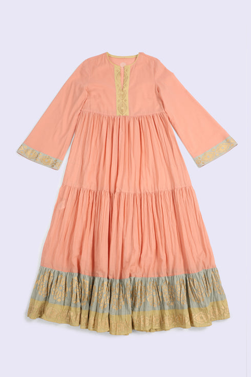 Cotton voile ruffle tiered dress
