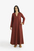 Reversible long-sleeve galabeya with V neckline