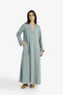 Reversible long-sleeve galabeya with V neckline