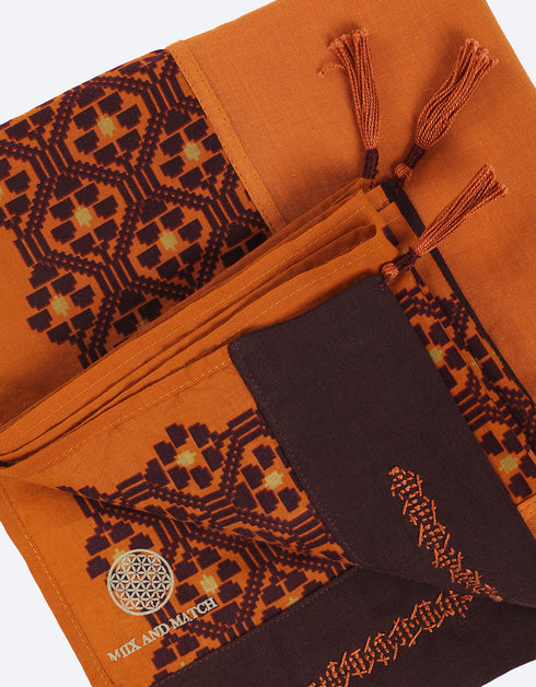 Plain light cotton scarf with printed borders