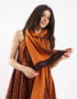 Plain light cotton scarf with printed borders