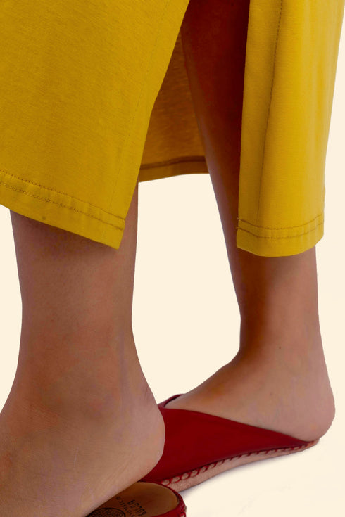 Long cotton jersey dress with adjustable straps