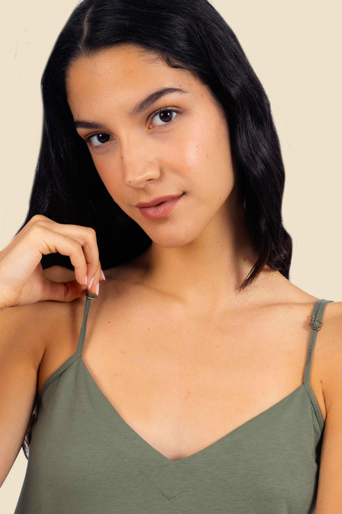 Long cotton jersey dress with adjustable straps