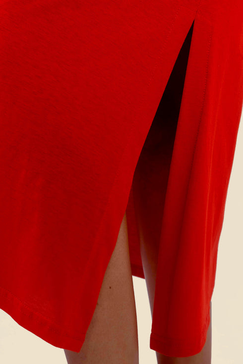 Long cotton jersey dress with adjustable straps