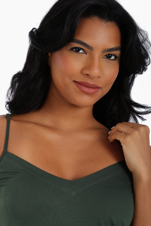 Long cotton jersey dress with adjustable straps