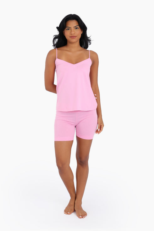 Cotton jersey tank top with adjustable thin straps