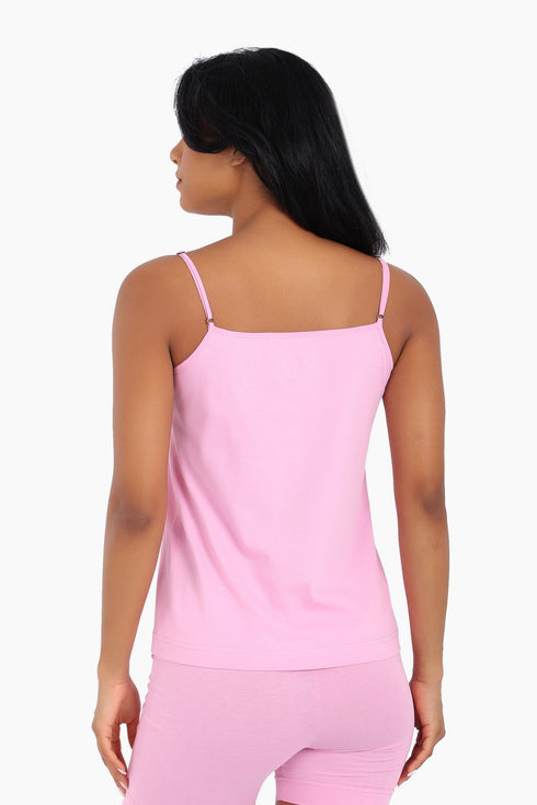 Cotton jersey tank top with adjustable thin straps