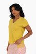 V neck cotton jersey top with front patch pocket