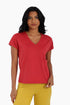 V neck cotton jersey top with front patch pocket
