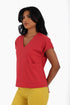 V neck cotton jersey top with front patch pocket