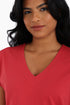 V neck cotton jersey top with front patch pocket