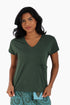 V neck cotton jersey top with front patch pocket