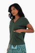 V neck cotton jersey top with front patch pocket