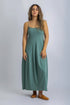 Sleeveless long dress in cotton Jersey with thin adjustable straps