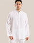 Linen shirt with button down and stand up collar