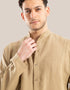 Linen shirt with button down and stand up collar