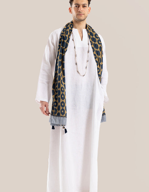 Long line jellabiya with round neckline with slits