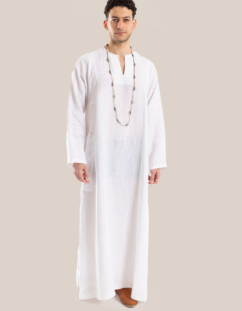Long line jellabiya with round neckline with slits