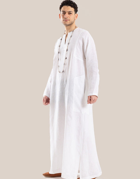 Long line jellabiya with round neckline with slits