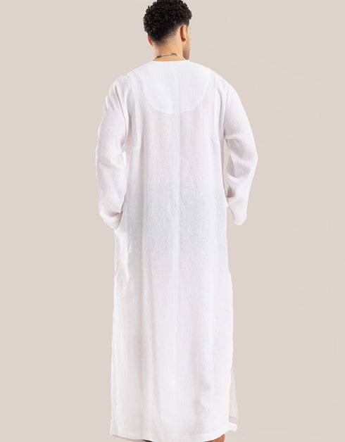 Long line jellabiya with round neckline with slits