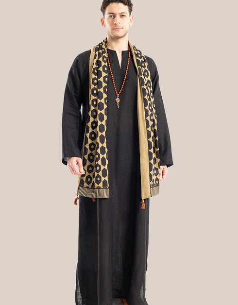 Long line jellabiya with round neckline with slits