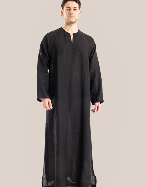 Long line jellabiya with round neckline with slits