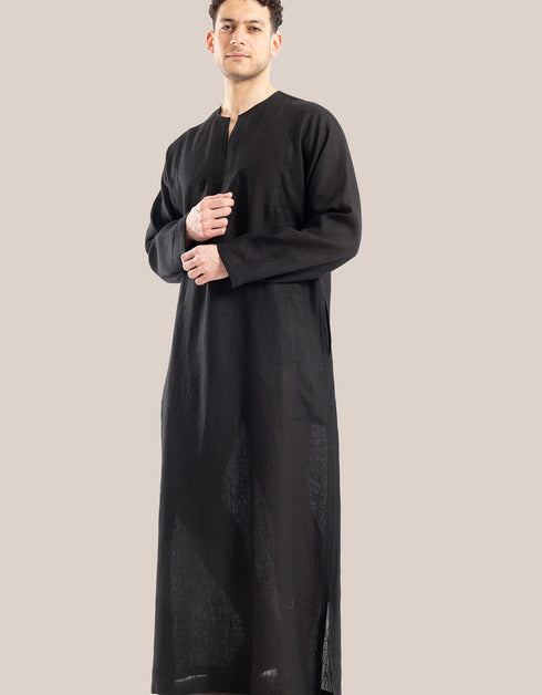 Long line jellabiya with round neckline with slits