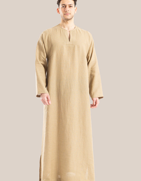 Long line jellabiya with round neckline with slits