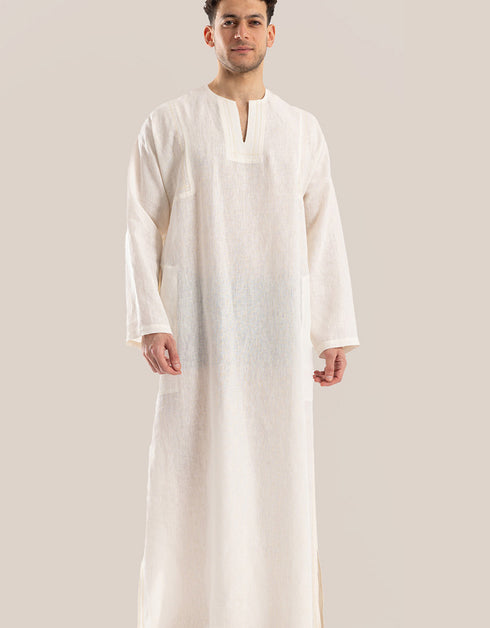Long line jellabiya with round neckline with slits