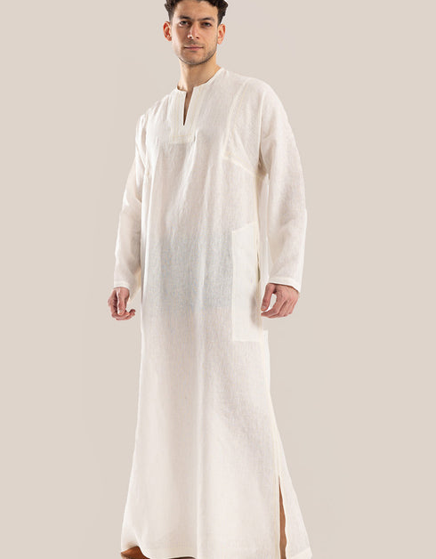 Long line jellabiya with round neckline with slits