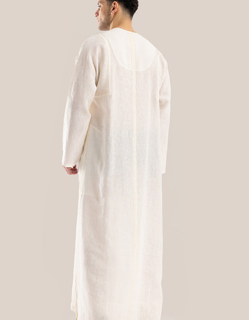 Long line jellabiya with round neckline with slits