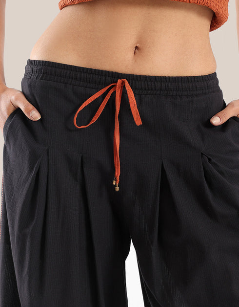 Wide leg pants with pleats on the front and back